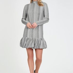Andre Tan Chic‎ Gray Ruffle Hem Midi Dress size Large